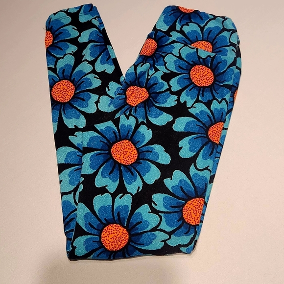 LuLaRoe Pants - ☀️LuLaRoe Blue and Orange Floral Leggings